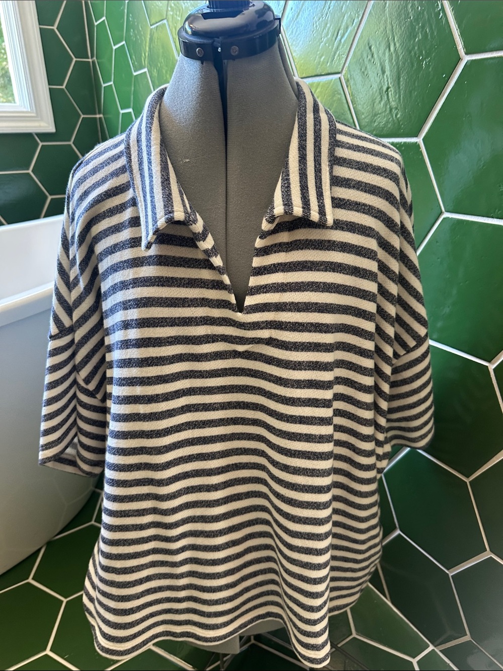 J. Crew Striped Polo Terrycloth Top